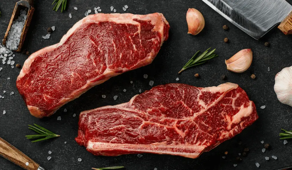 Dois bifes de carne bovina representando a oferta da proteína proveniente do Mercosul Dois bifes de carne bovina representando a oferta da proteína proveniente do Mercosul