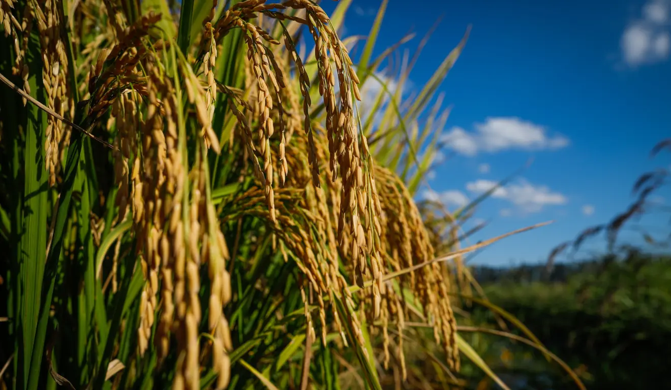 A imagem representa a queda dos preços do arroz