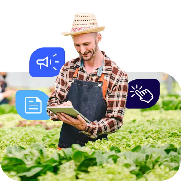 Agricultor Monitorando Cultivo com Tablet