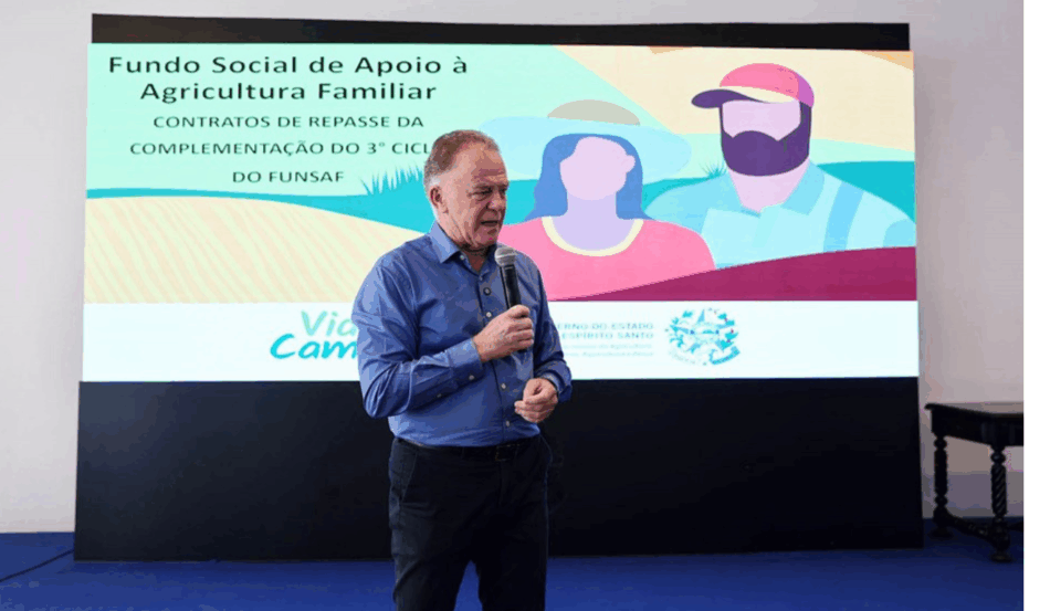 O governo do Espírito Santo assinou, na última quinta-feira (23), por meio da Secretaria da Agricultura, Abastecimento, Aquicultura e Pesca (Seag), os contratos dos últimos 20 projetos aprovados pelo 5º Edital do Fundo Social de Apoio à Agricultura Familiar (Funsaf). O governo do Espírito Santo assinou, na última quinta-feira (23), por meio da Secretaria da Agricultura, Abastecimento, Aquicultura e Pesca (Seag), os contratos dos últimos 20 projetos aprovados pelo 5º Edital do Fundo Social de Apoio à Agricultura Familiar (Funsaf).
