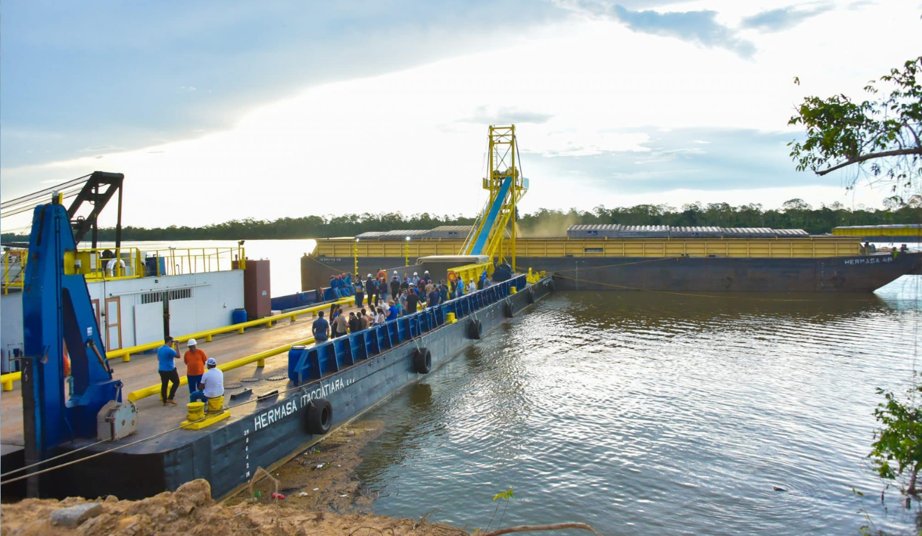 No último sábado (11), ocorreu o primeiro embarque de soja no novo corredor hidroviário da empresa Amaggi, instalado na Vila Vista Alegre, em Roraima