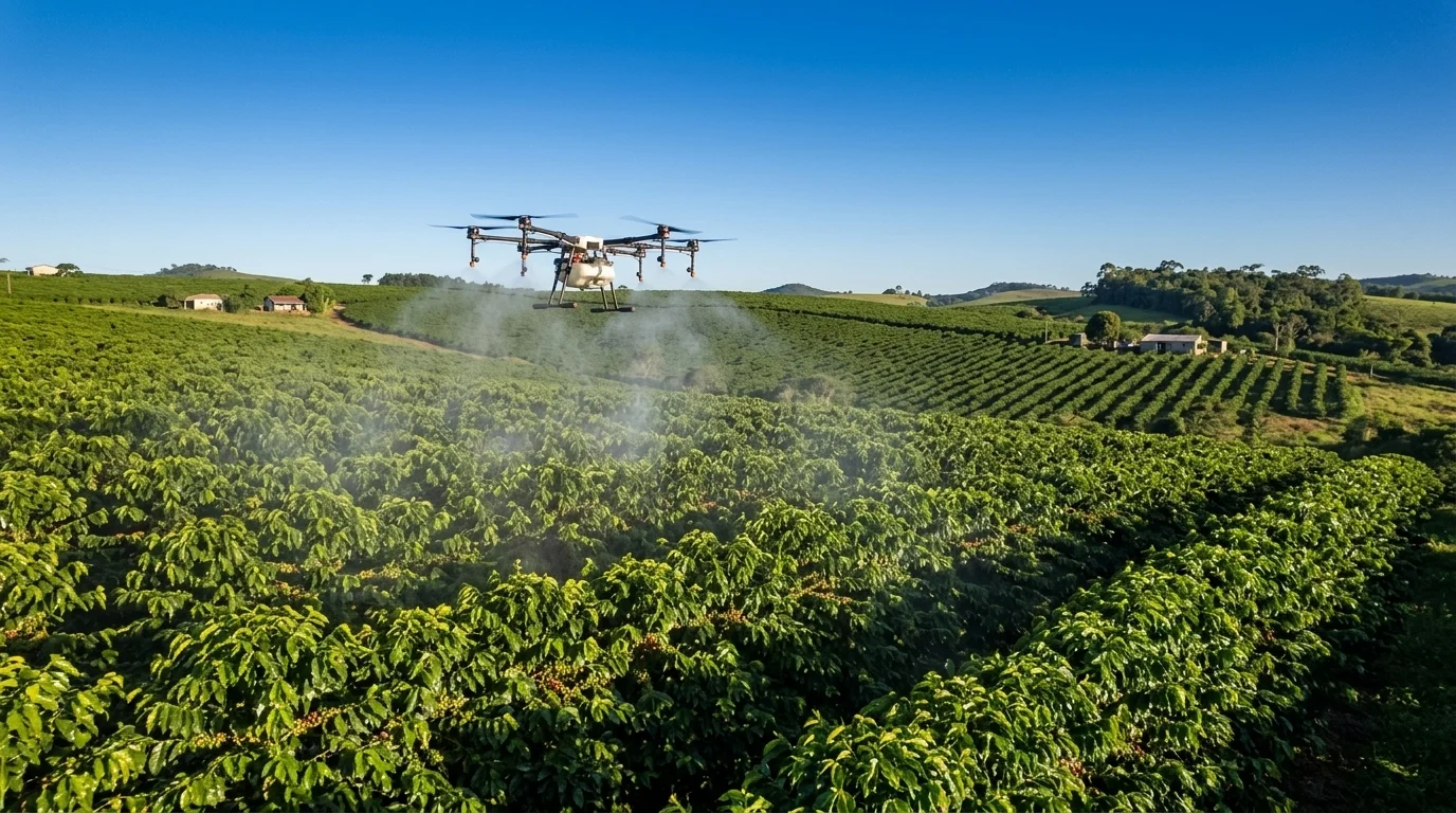 Drones são testados no Espírito Santo para reduzir perdas nos cultivos de café e pimenta