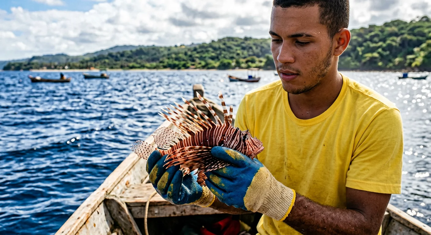 Espécie invasora: pescadores da Bahia retiram 500 peixes-leão do mar em um mês